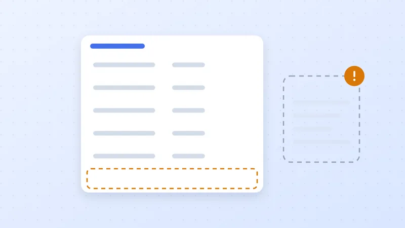 Illustration of an aging report with an empty row and a missing invoice beside it