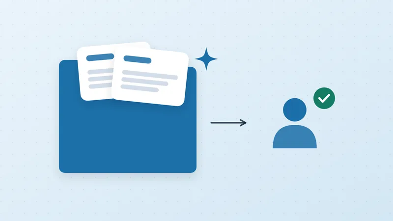 Illustration of a folder of case evidence prepared by AI and reviewed by a person
