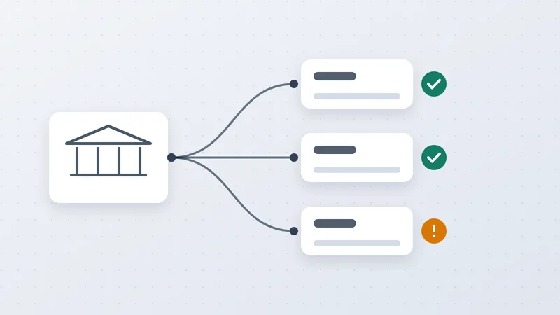 Illustration of one bank payment being matched to several invoices