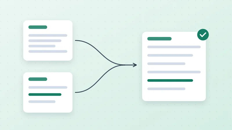 Illustration of an original agreement and a change record merging into one invoice