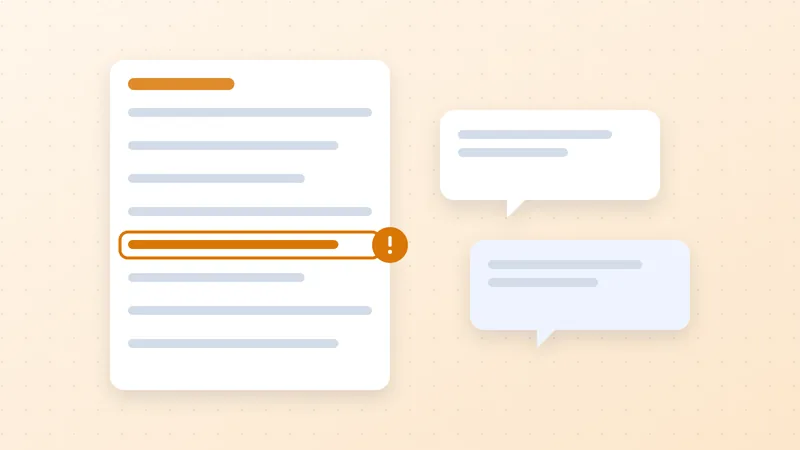 Illustration of an invoice with one disputed line and a conversation beside it