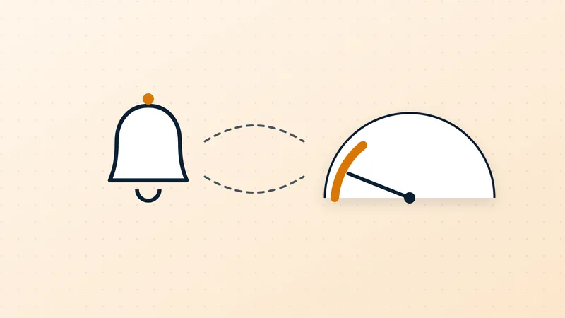 Illustration of a reminder bell next to a gauge showing low customer funds