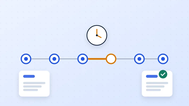 Illustration of a timeline from proposal to payment with one delayed step highlighted