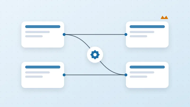 Illustration of four connected systems with one marked as the owner of a record