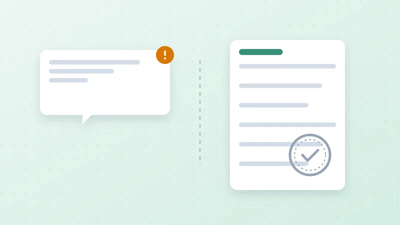Illustration of a customer request separated from an approved billing document